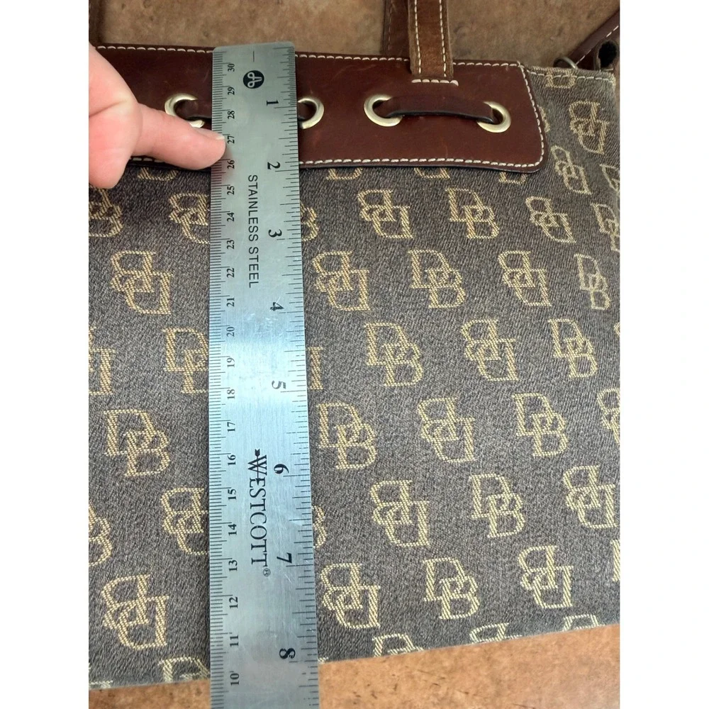 Dooney & Bourke Purse Women's Brown Monogram Tassel Canvas Leather Trim Vintage - Picture 13 of 13